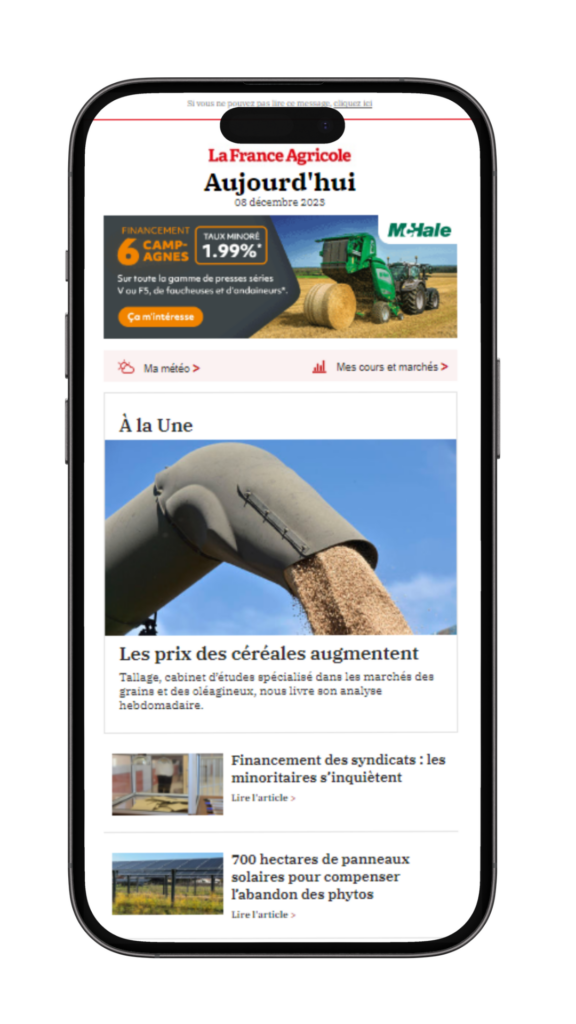 Newsletter La France Agricole Aujourd'hui